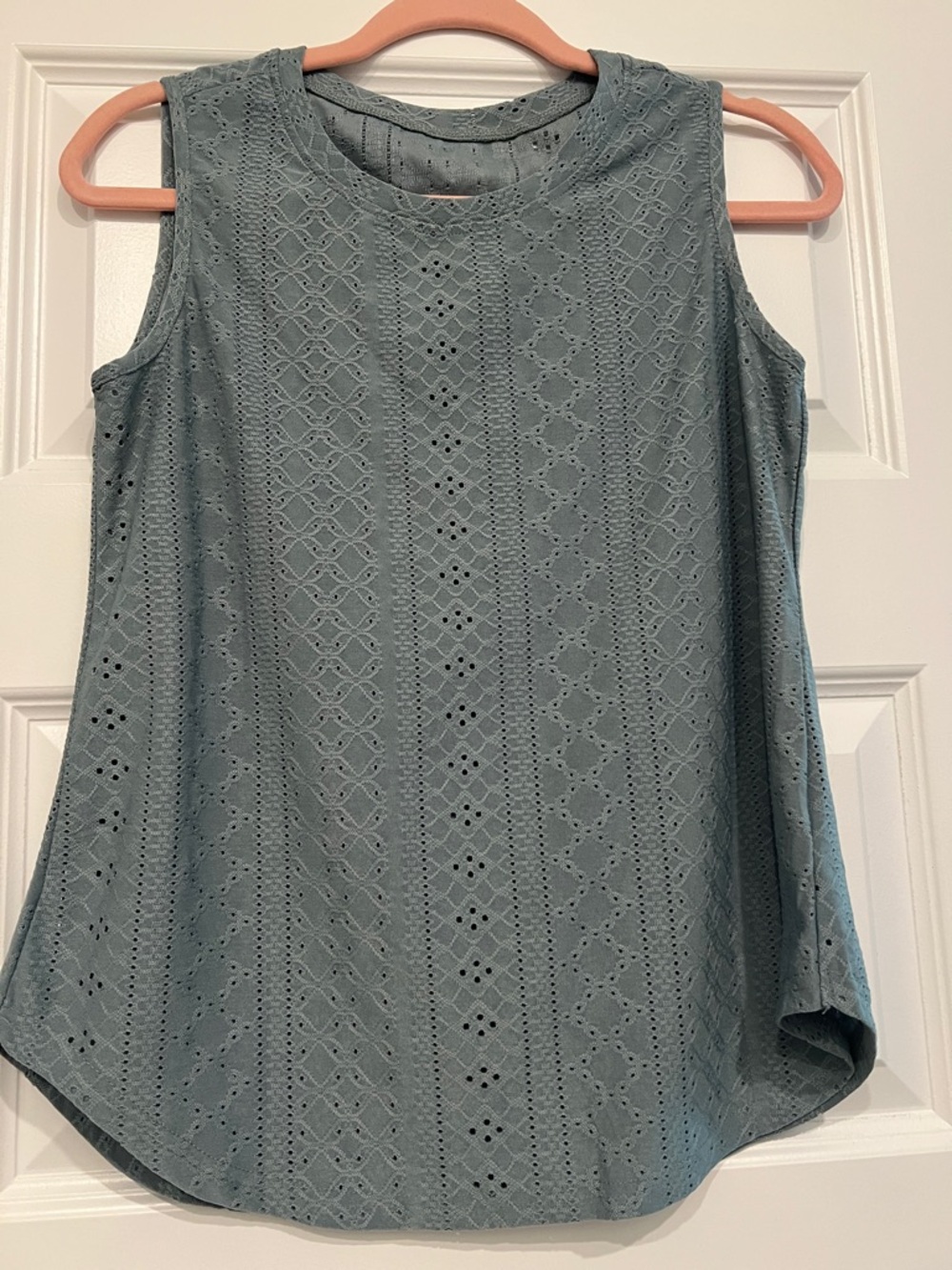 Beginning Boutique Sage Eyelet Sleeveless Tank Top